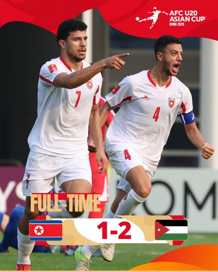  U20亞洲杯B組：朝鮮1-2不敵約旦，兩輪1分暫列B組末尾
