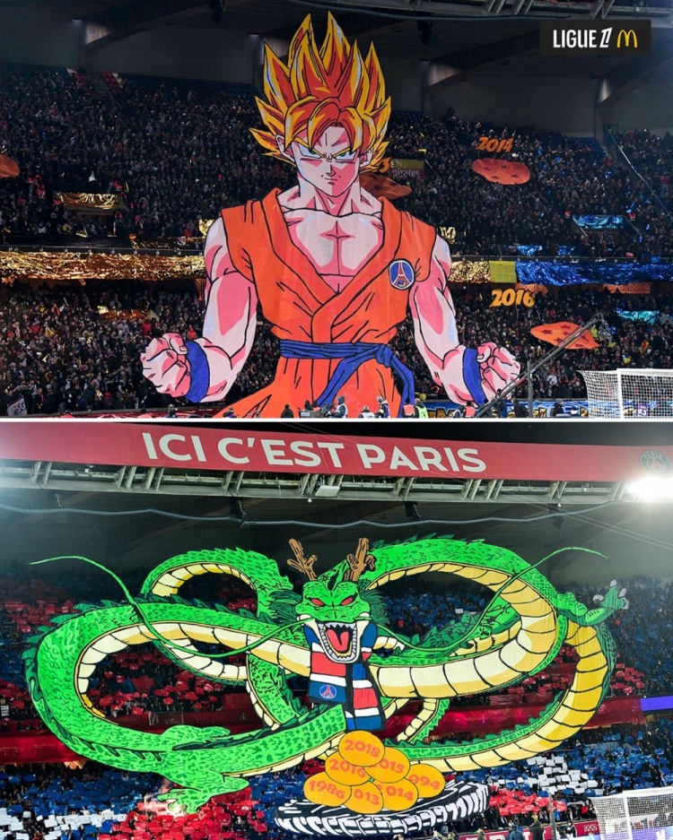  逝世一周年，法甲官推曬昔日巴黎主場龍珠TIFO：鳥山明經(jīng)典永存