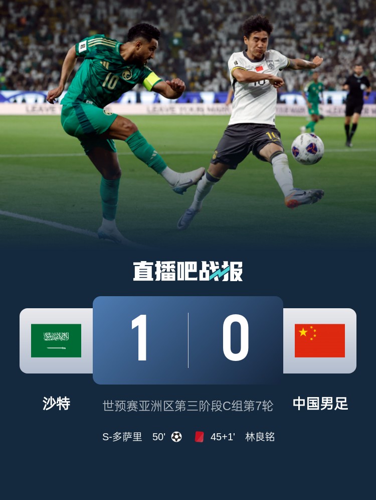 1-0小勝國足終結沙特在18強賽191天的進球荒，上次進球也是戰(zhàn)國足